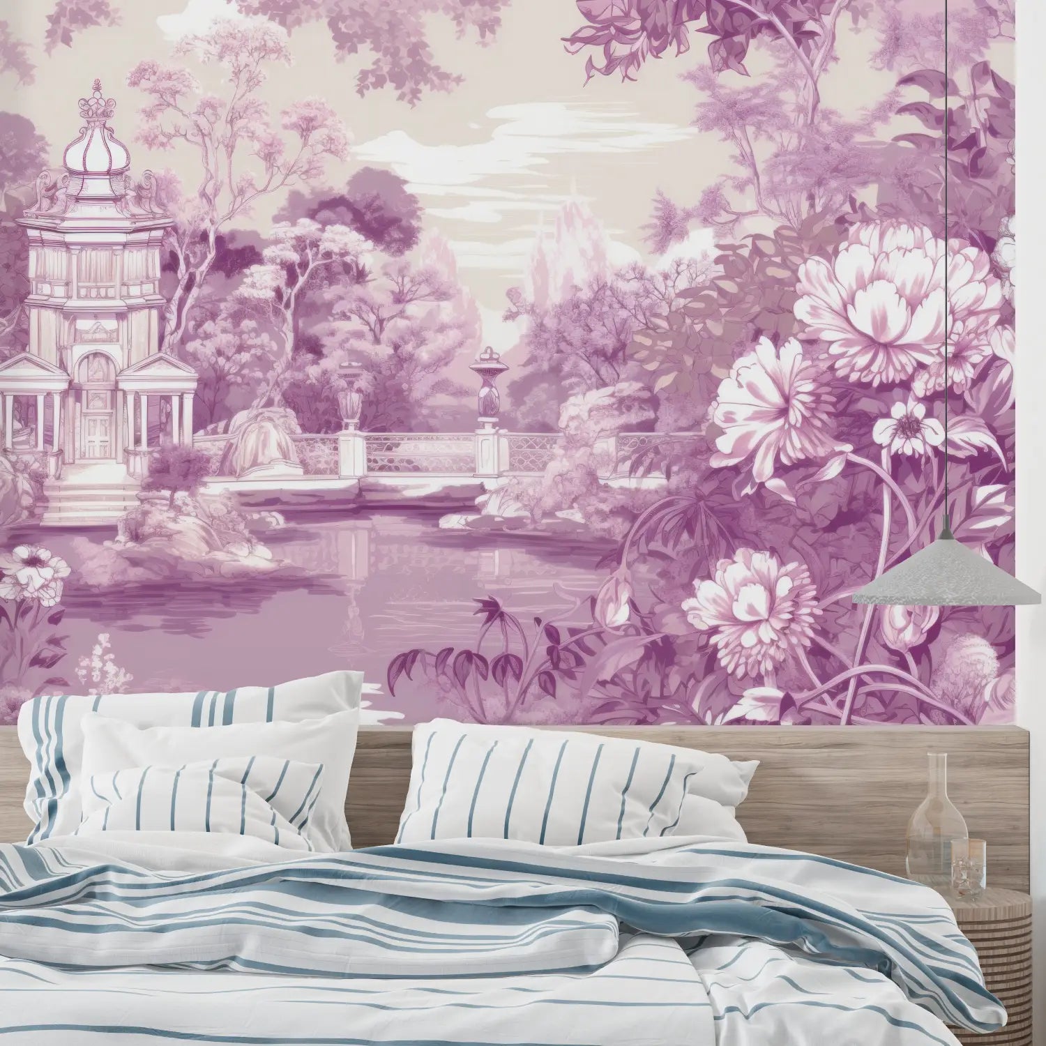 Papier Peint Violet Toile De Jouy - merlin leroy