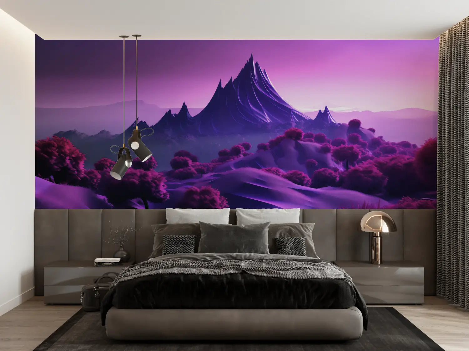 Purple Trompe L’oeil Wallpaper - Second Image