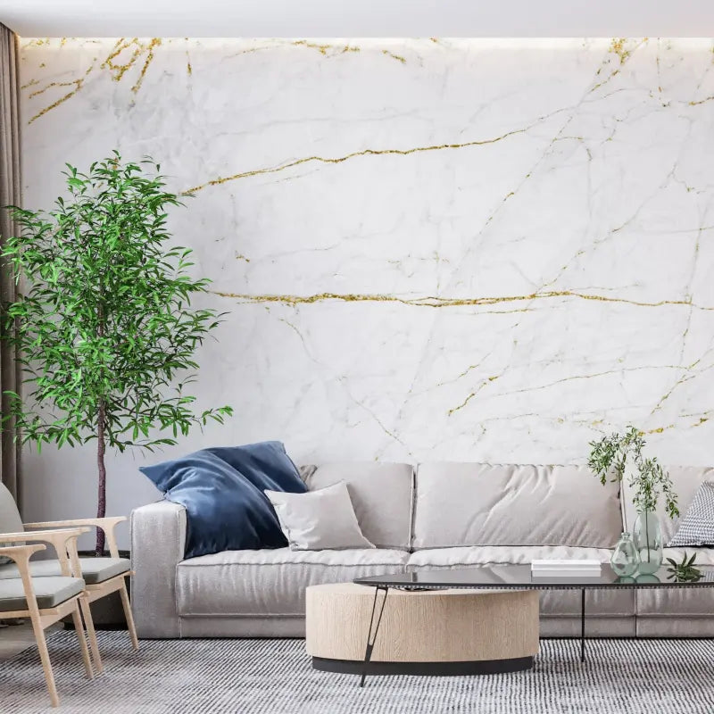 White and Gold Marble Wallpaper - Second Image