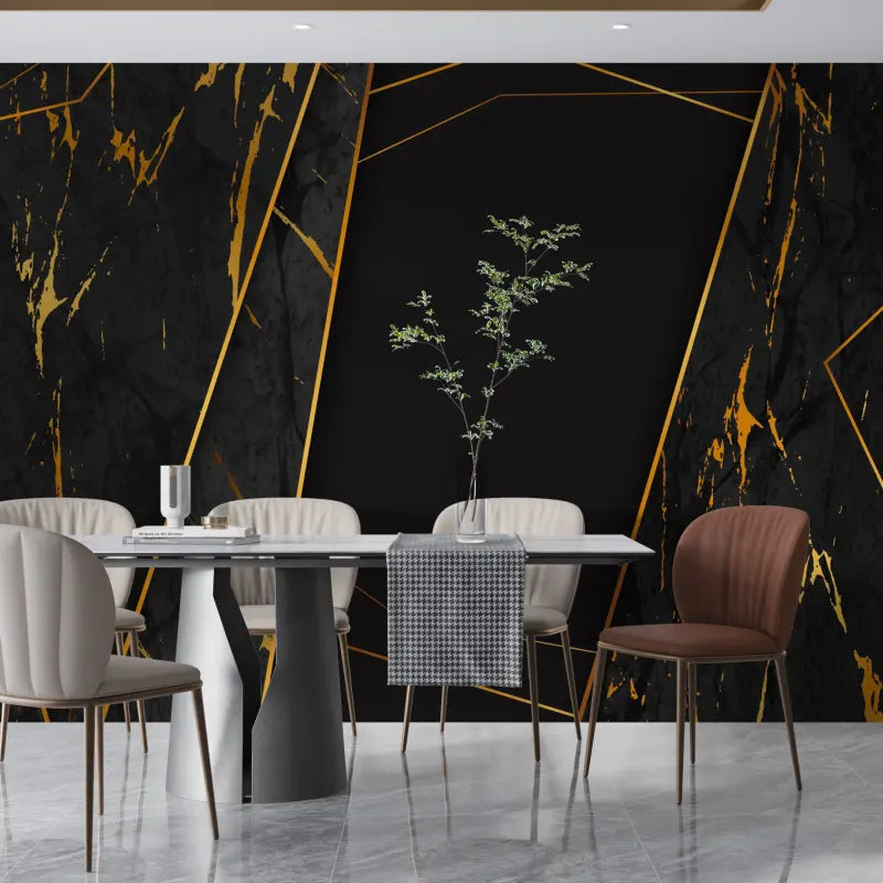 Black Marble Imitation Wallpaper - Second Image