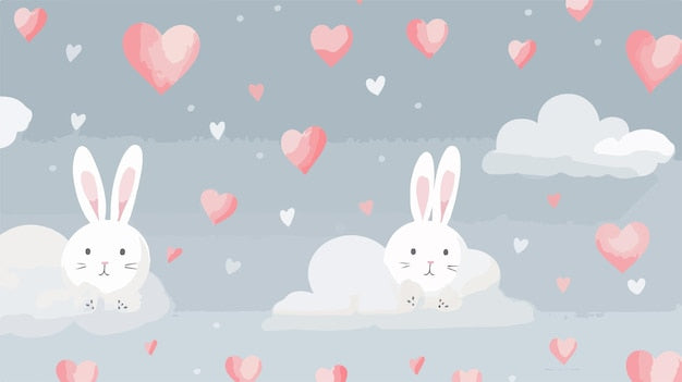 Baby wallpaper rabbits and hearts