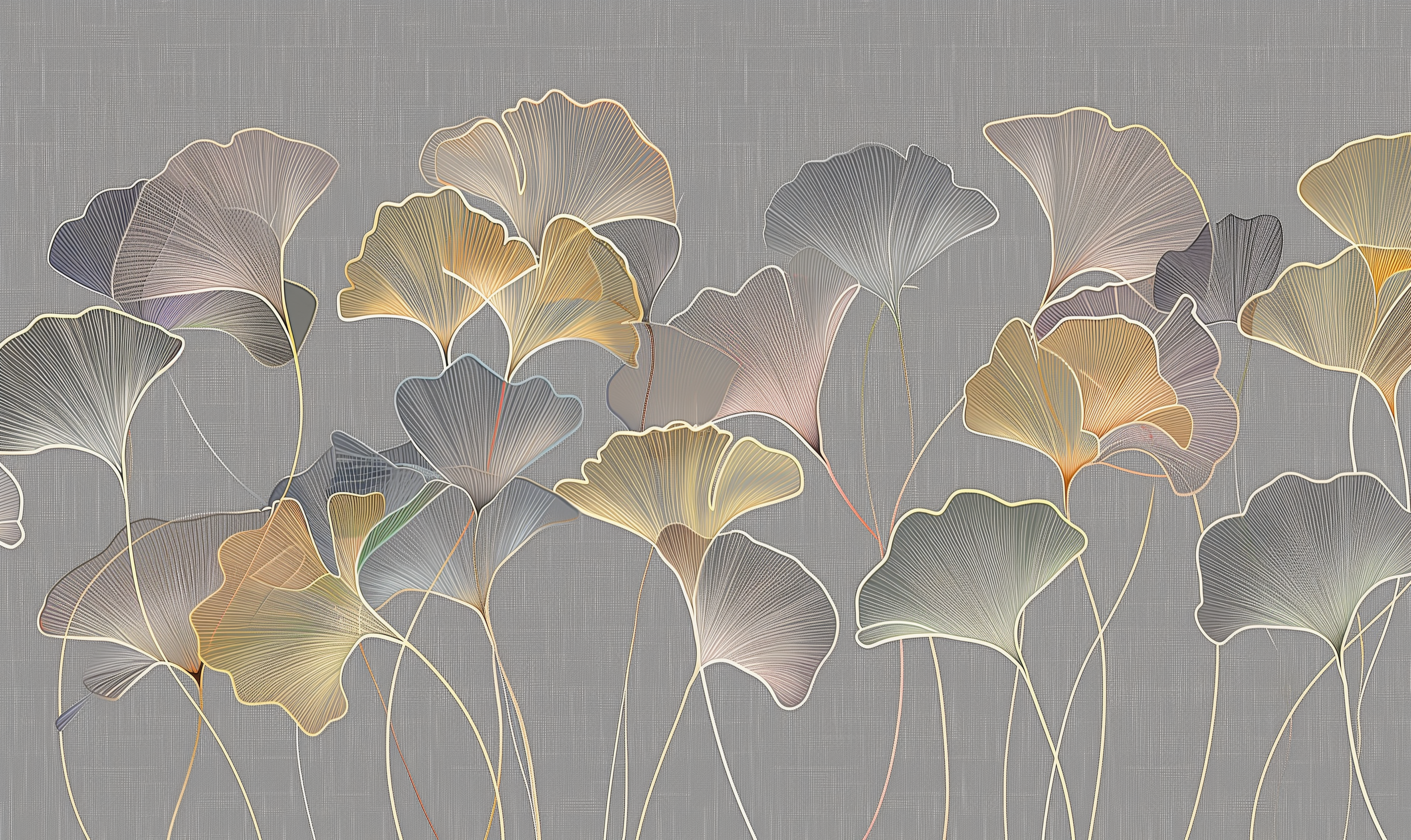 Papier Peint Gingko Dorés Tendance