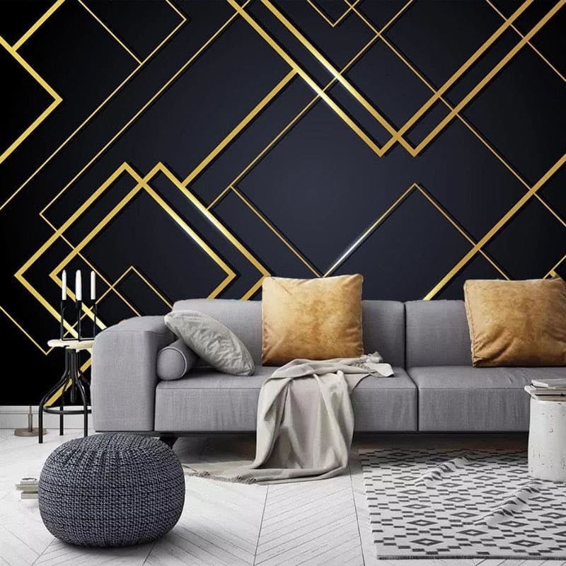 Black and Gold Geometric Wallpaper - Second Image