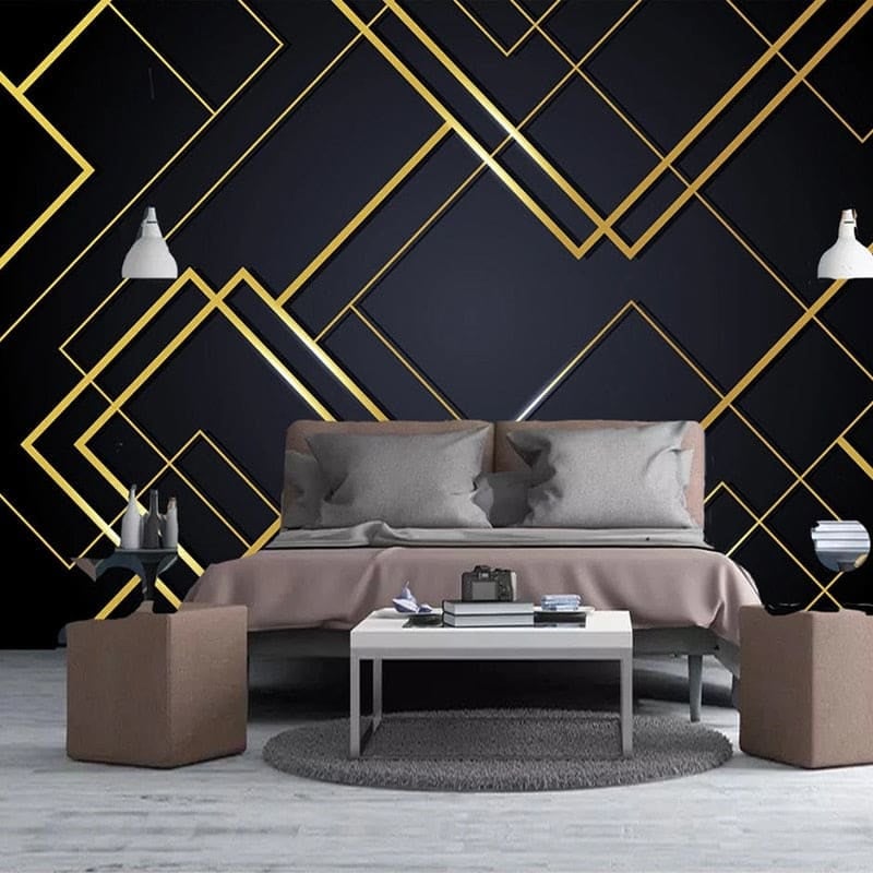 Black and Gold Geometric Wallpaper - Second Image