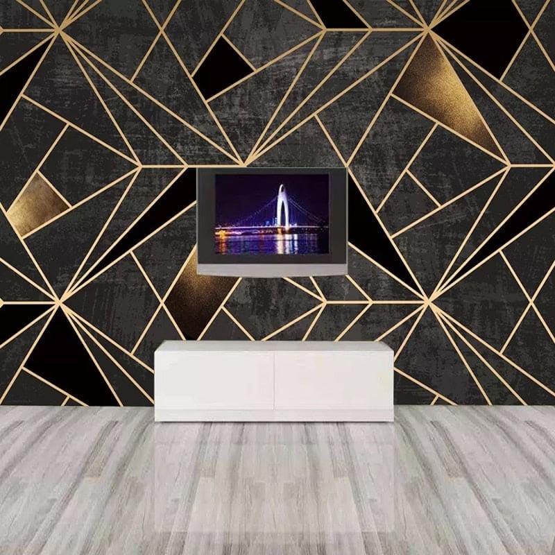 Black and Gold Geometric Wallpaper - Second Image