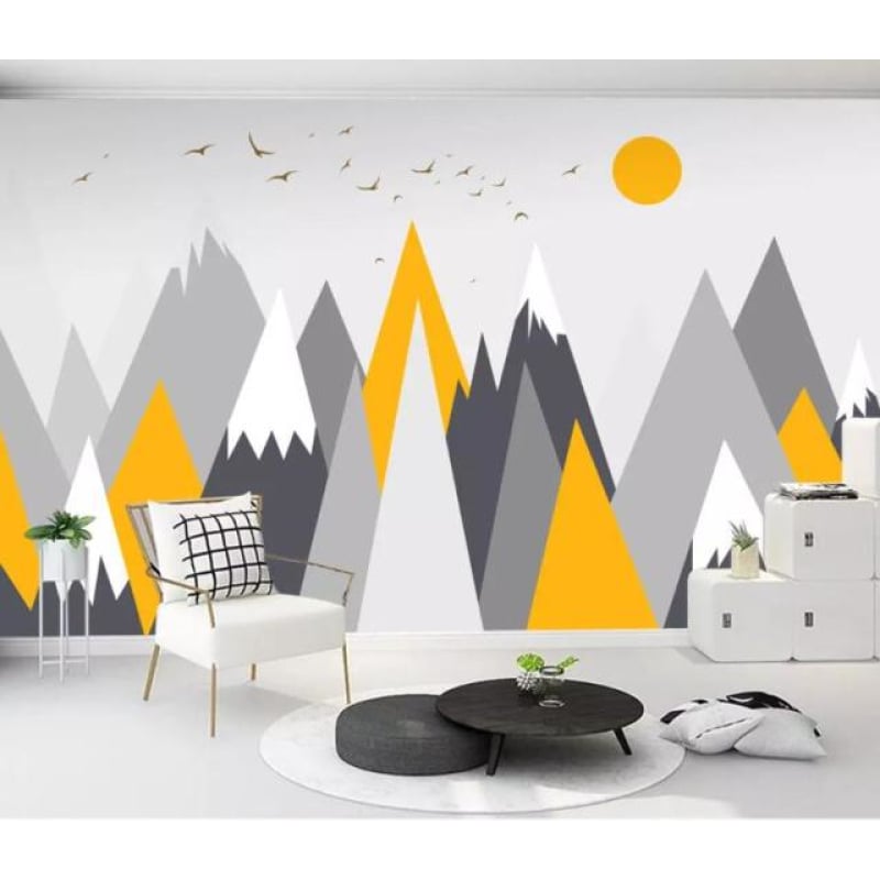 Papier Peint Scandinave Jaune et Gris