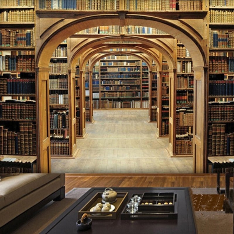 Trompe L'oeil-Bibliothekshintergrund - Second Image