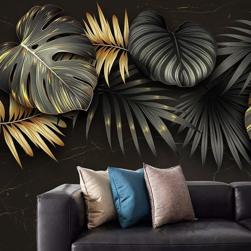 Black and Gold Tropical Wallpaper - Second Image