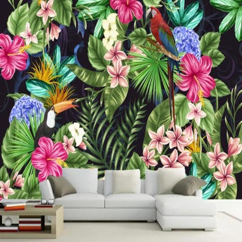 Papier Peint Tropical Panamique Toucan et Fleur