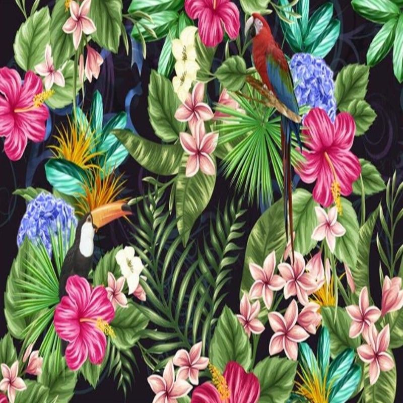 Panoramic Tropical Wallpaper Toucan and Flower - Second Image