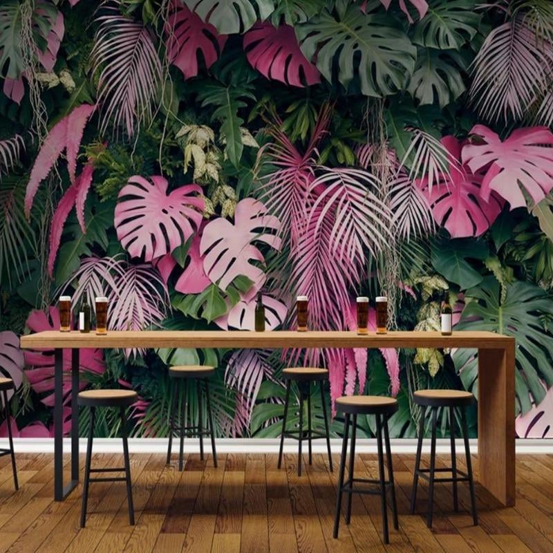 Green and Pink Tropical Wallpaper - Second Image