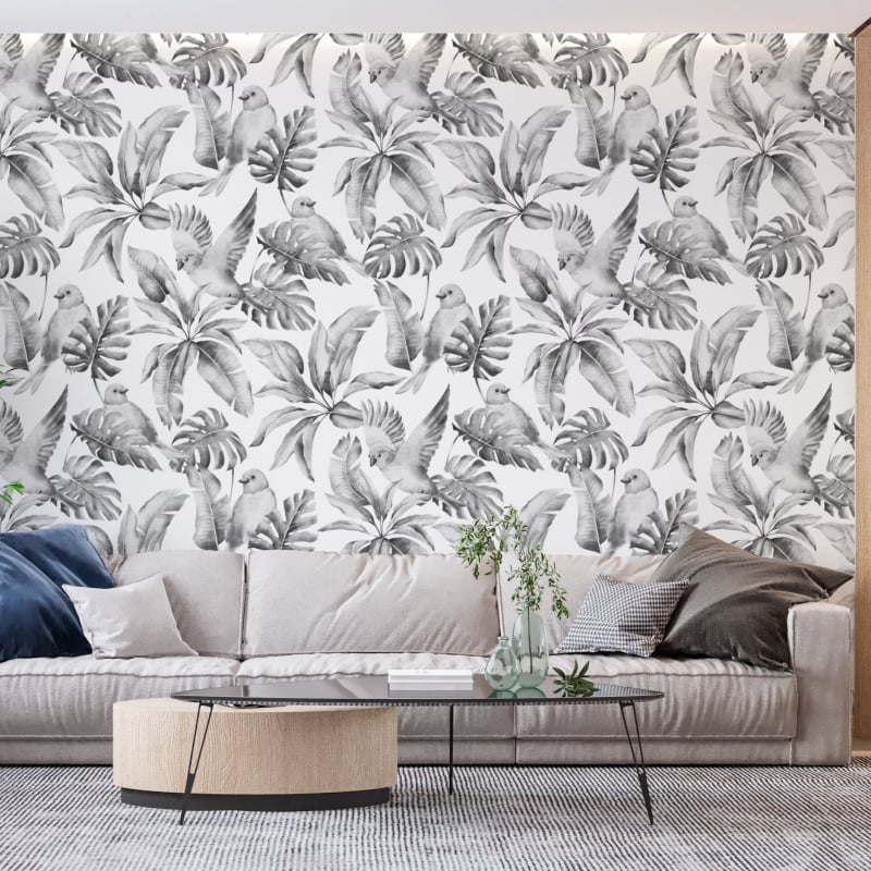 Black and White Living Room Wallpaper - Second Image